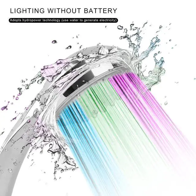 Alt view image 5 of 7 - LED Shower Head Handheld 7-Color Changing Automatic Hydropower 50 Holes