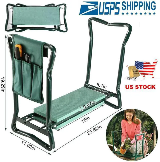 Main image of Portable Folding Garden Kneeler Seat with EVA Bench Kneeling Pad and Tool Pouch