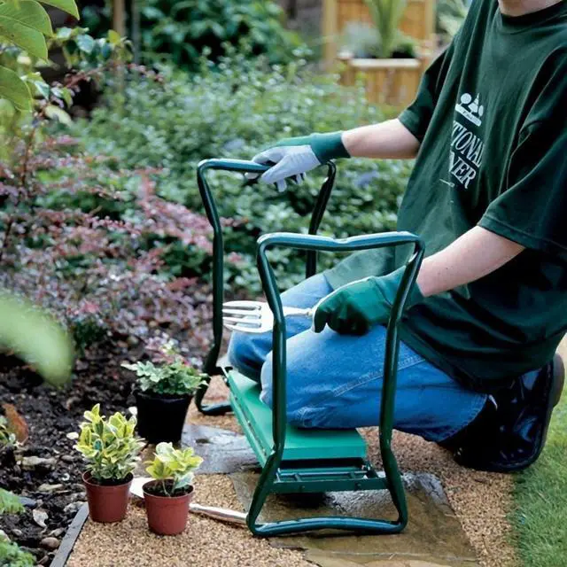 Alt view image 4 of 7 - Portable Folding Garden Kneeler Seat with EVA Bench Kneeling Pad and Tool Pouch