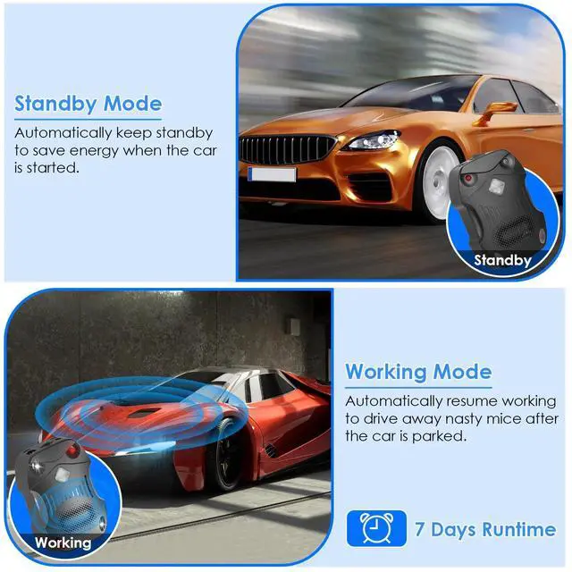 Alt view image 5 of 7 - 2Pc Ultrasonic Under Hood Rodent Control Blocker Black