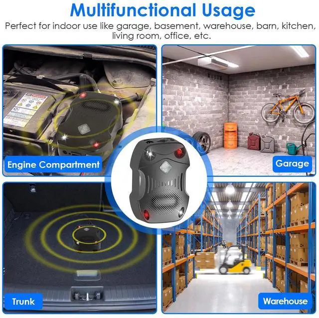 Alt view image 7 of 7 - 2Pc Ultrasonic Under Hood Rodent Control Blocker Black