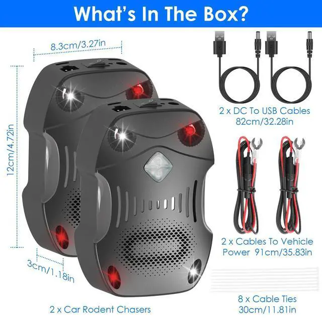 Alt view image 2 of 7 - 2Pc Ultrasonic Under Hood Rodent Control Blocker Black