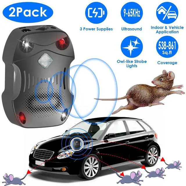 Main image of 2Pc Ultrasonic Under Hood Rodent Control Blocker Black