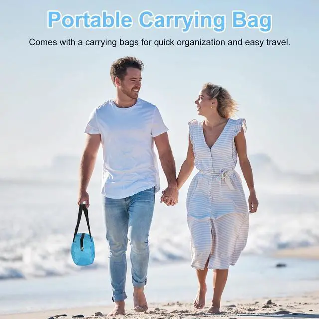 Alt view image 5 of 7 - Camping Tent Beach Tent Canopy Summer Picnic Tent Hiking/Outdoor Blue Tent w/Bag