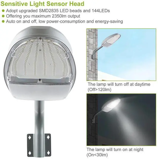 Alt view image 4 of 7 - 2 Packs Outdoor 144 LED Wall Street Light Waterproof Dusk to Dawn Sensor Lamp US