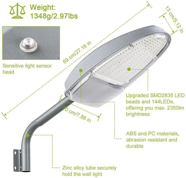 Alt view image 2 of 7 - 2 Packs Outdoor 144 LED Wall Street Light Waterproof Dusk to Dawn Sensor Lamp US