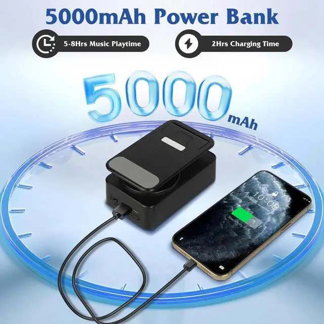 Alt view image 4 of 7 - Cell Phone Stand Wireless Speaker Power Bank Office Phone Stand 5000mAh Battery