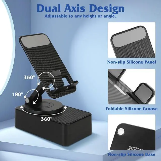 Alt view image 7 of 7 - Cell Phone Stand Wireless Speaker Power Bank Office Phone Stand 5000mAh Battery