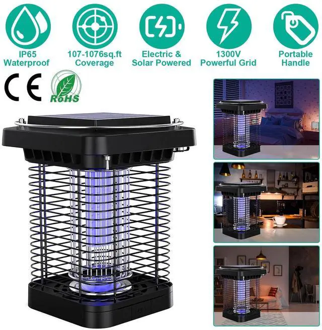 Main image of Solar Powered Outdoor Mosquito Fly Bug Insect Zapper Indoor Killer Trap Lamp