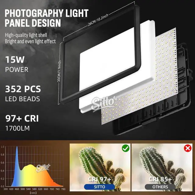 Alt view image 4 of 7 - 2 Pack LED Video Light Kit Studio 2700-6500K Dimmable Photo Tripod Photography