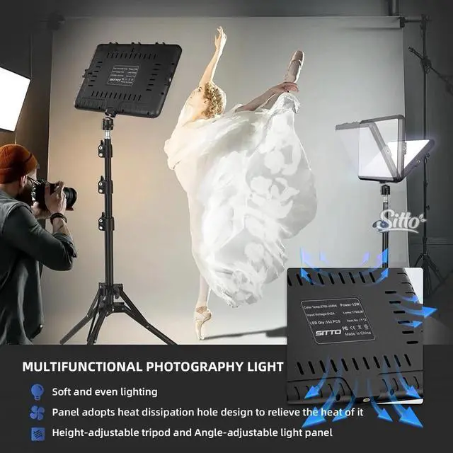 Alt view image 3 of 7 - 2 Pack LED Video Light Kit Studio 2700-6500K Dimmable Photo Tripod Photography