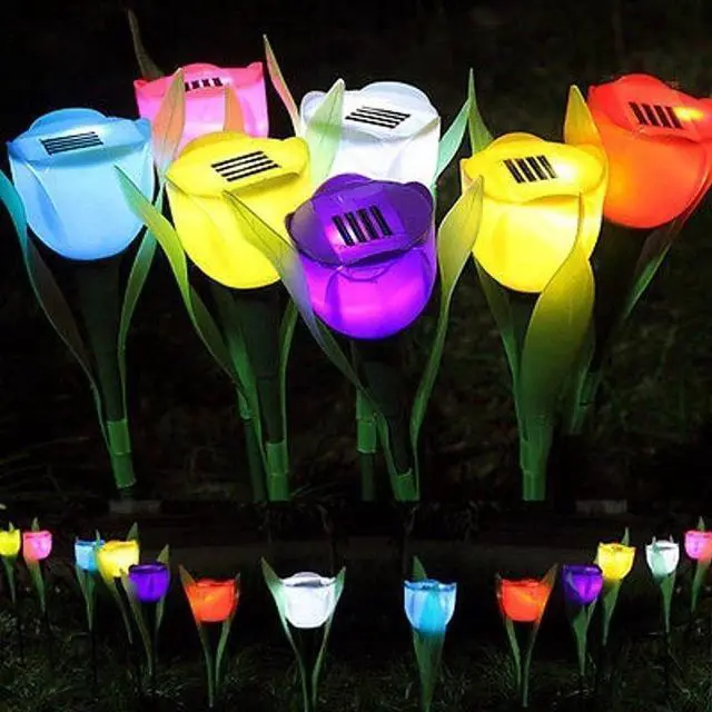 Main image of 6x Outdoor Solar Powered LED Tulip Flower Lights Garden Lawn Pathway Decor Lamp