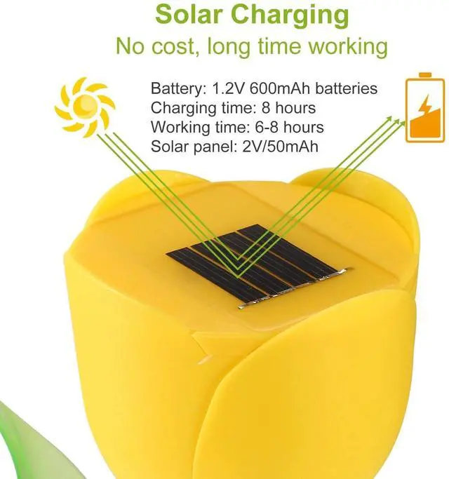 Alt view image 5 of 7 - 6x Outdoor Solar Powered LED Tulip Flower Lights Garden Lawn Pathway Decor Lamp