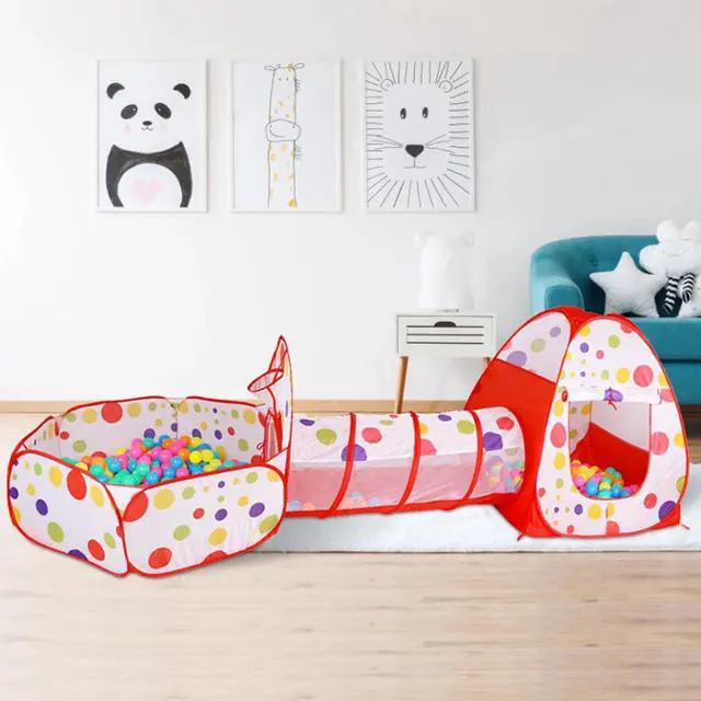 Alt view image 7 of 7 - 3 in 1 Kids Play Tent Crawl Tunnel Pop Up Playhouse Ball Pit Children Toy w/ Bag