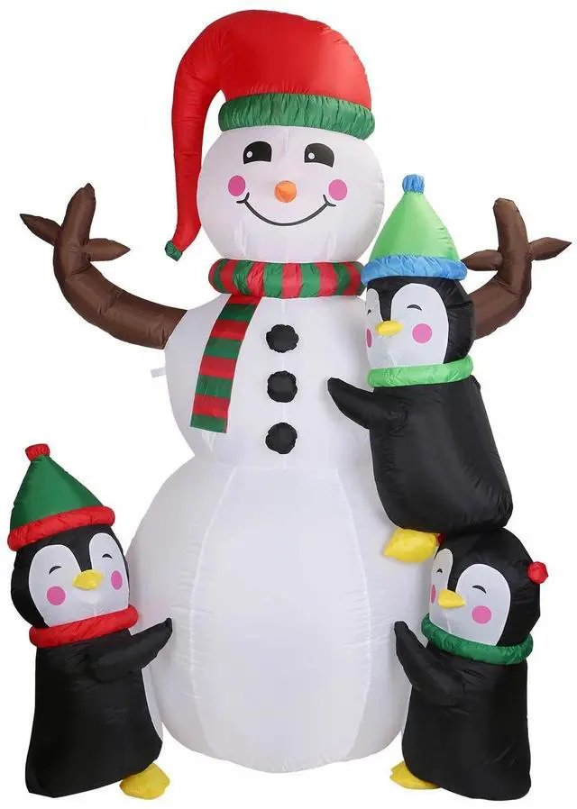 Alt view image 2 of 7 - 70" Inflatable Christmas Snowmen Blow-Up Outdoor Indoor Display with LED Lights