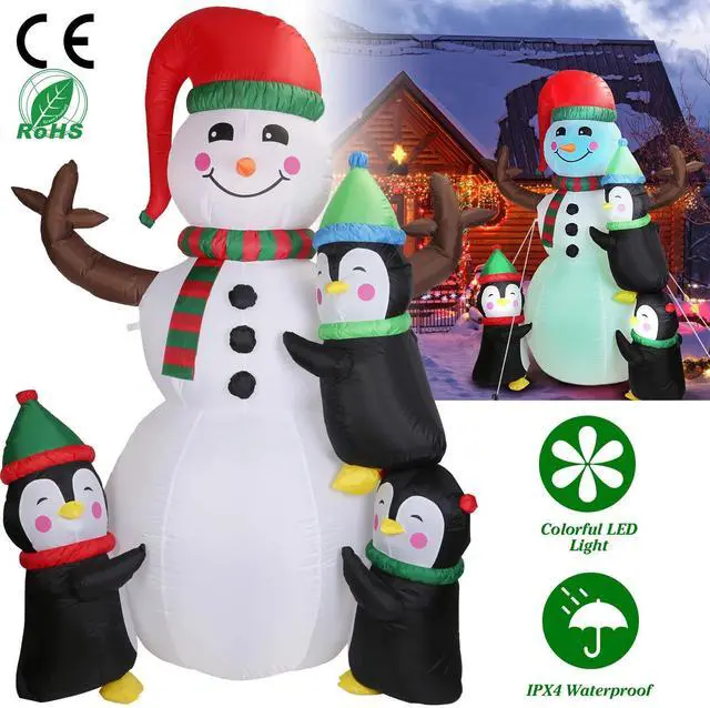 Main image of 70" Inflatable Christmas Snowmen Blow-Up Outdoor Indoor Display with LED Lights
