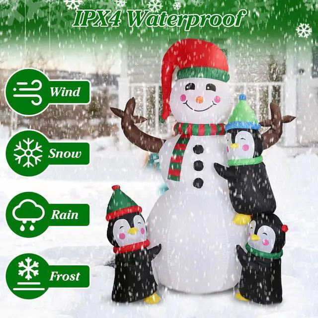 Alt view image 5 of 7 - 70" Inflatable Christmas Snowmen Blow-Up Outdoor Indoor Display with LED Lights