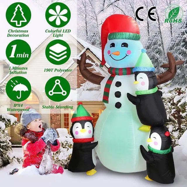 Alt view image 4 of 7 - 70" Inflatable Christmas Snowmen Blow-Up Outdoor Indoor Display with LED Lights