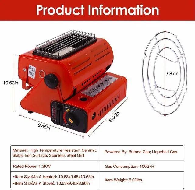 Alt view image 7 of 7 - 2in1 Portable Butane Burner Gas Heater Warmer Outdoor Cooking Stove for Camping