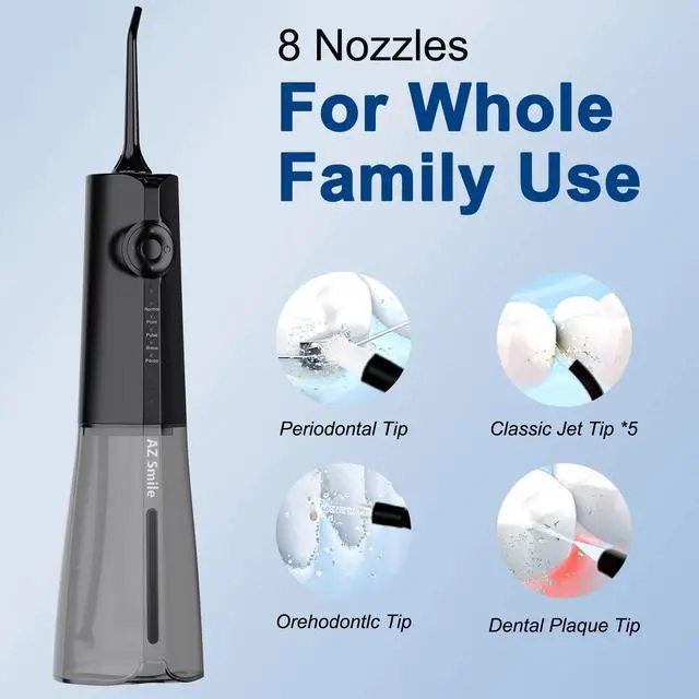 Alt view image 5 of 7 - Portable Cordless Water Flosser Dental Oral Irrigator Teeth Cleaner 8 Tips USB-C