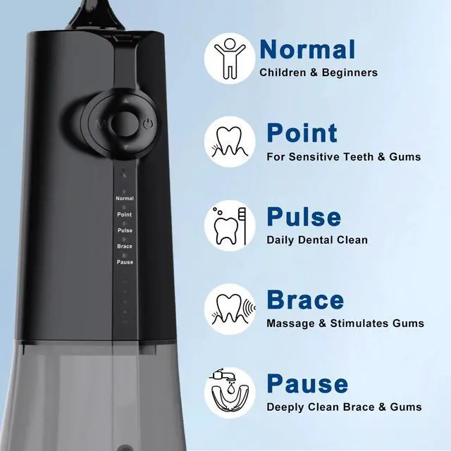 Alt view image 3 of 7 - Portable Cordless Water Flosser Dental Oral Irrigator Teeth Cleaner 8 Tips USB-C