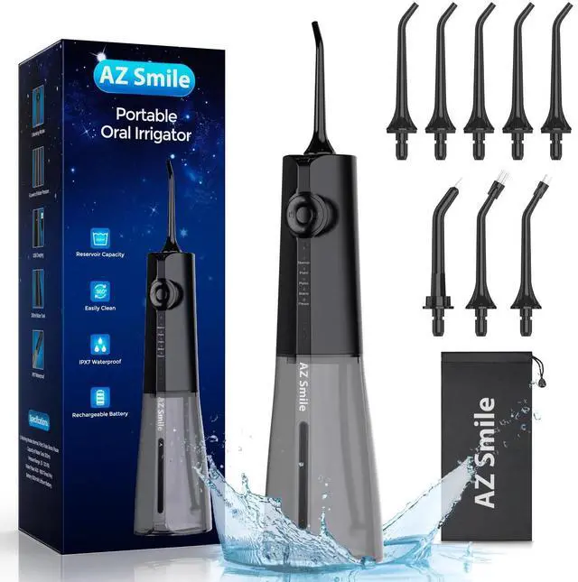 Main image of Portable Cordless Water Flosser Dental Oral Irrigator Teeth Cleaner 8 Tips USB-C
