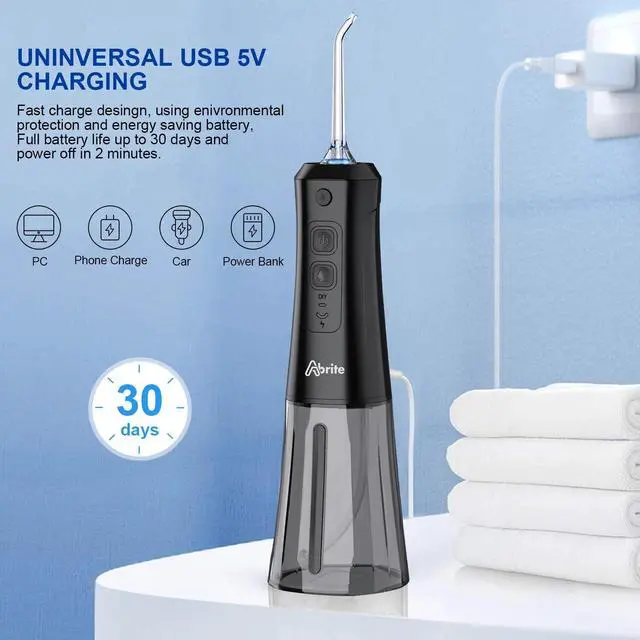 Alt view image 6 of 7 - Cordless Water Flosser 300ml Water Pick Oral Irrigator Dental Cleaner Black