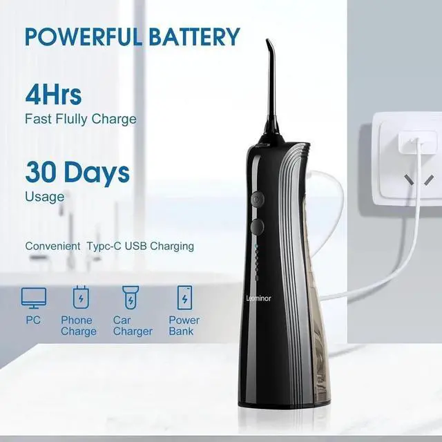 Alt view image 2 of 7 - Water Dental Flosser Oral Irrigator with 3 Modes,Cordless Water Teeth Cleaner wi