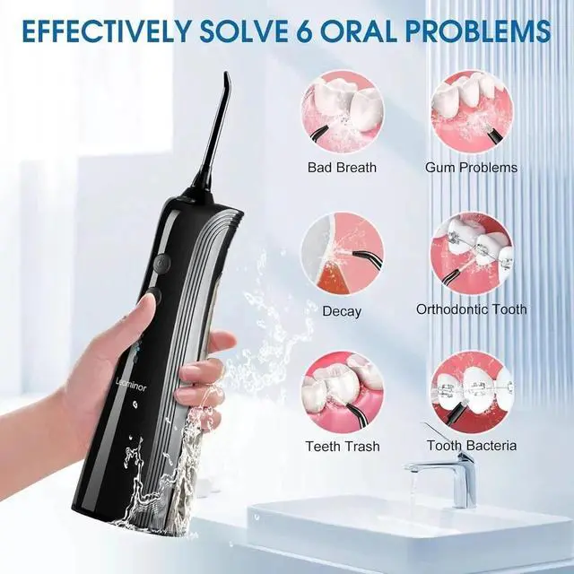 Alt view image 5 of 7 - Water Dental Flosser Oral Irrigator with 3 Modes,Cordless Water Teeth Cleaner wi