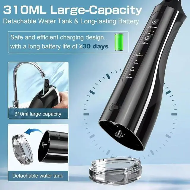 Alt view image 4 of 7 - Water Dental Flosser Pick for Teeth - 5 Modes Cordless Portable Water Teeth C...