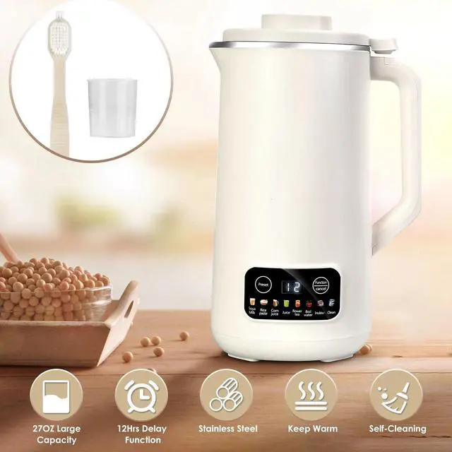 Alt view image 7 of 7 - 27OZ Portable Nut Milk Maker Keep Warm Automatic Soy Milk Juice Maker Machine US