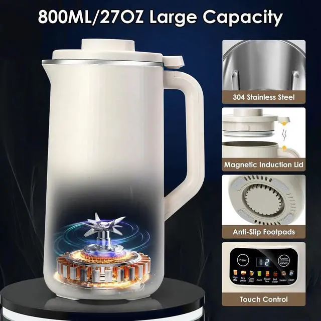 Alt view image 6 of 7 - 27OZ Portable Nut Milk Maker Keep Warm Automatic Soy Milk Juice Maker Machine US