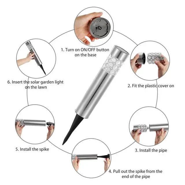 Alt view image 7 of 7 - 6Pcs Outdoor Solar Light Waterproof RGB Garden Lamp Landscape Lawn Decor Light