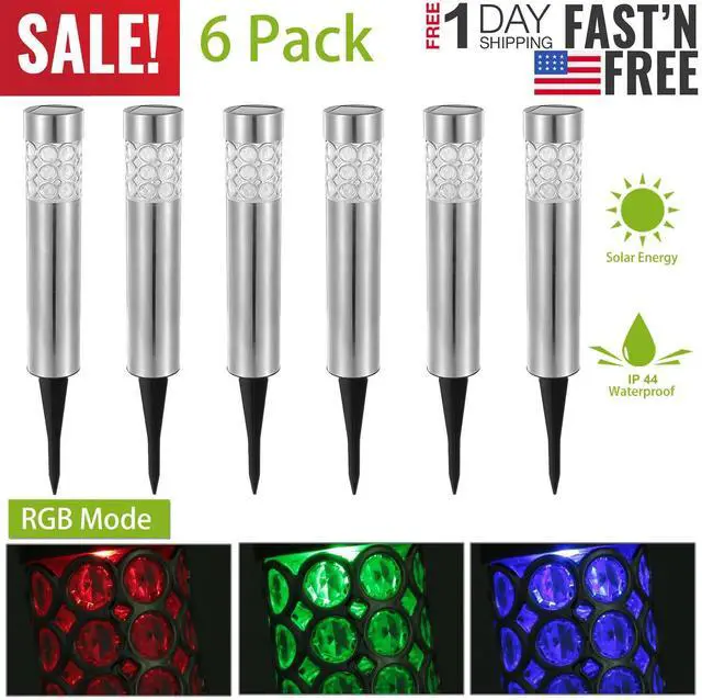 Main image of 6Pcs Outdoor Solar Light Waterproof RGB Garden Lamp Landscape Lawn Decor Light