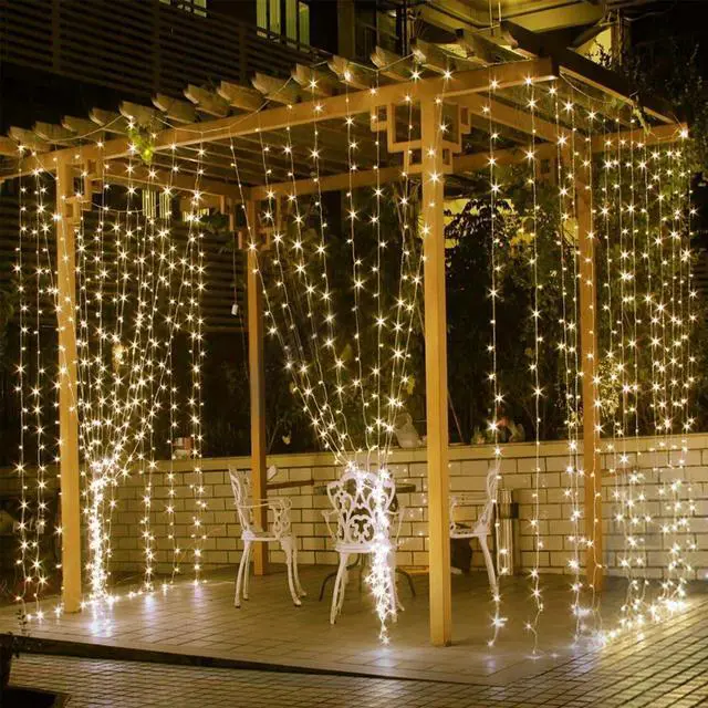 Main image of 300 LED Curtain Fairy Lights 9.84ft String Light Xmas Wedding Decor Warm White