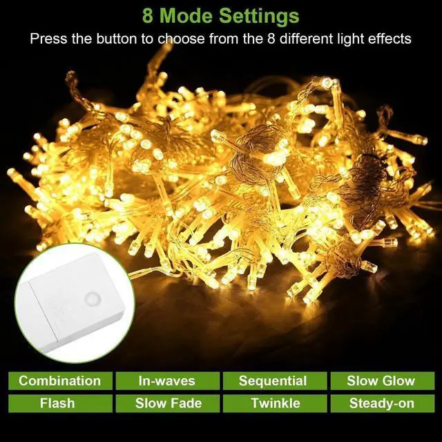 Alt view image 4 of 7 - 300 LED Curtain Fairy Lights 9.84ft String Light Xmas Wedding Decor Warm White