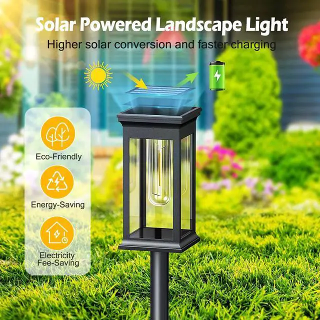 Alt view image 6 of 7 - 6 Pack Waterproof Solar Stake Light 3500K Garden Yard Auto On/Off Landscap Lamp