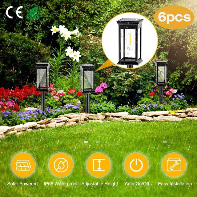 Alt view image 4 of 7 - 6 Pack Waterproof Solar Stake Light 3500K Garden Yard Auto On/Off Landscap Lamp