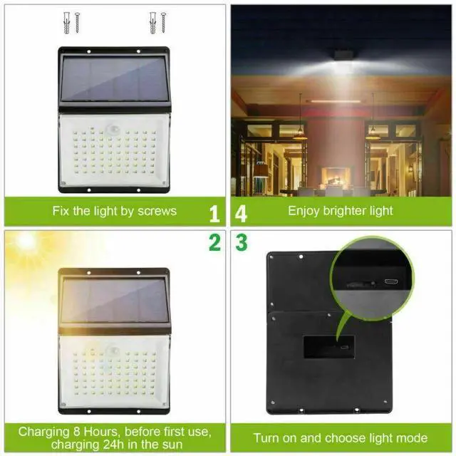 Alt view image 5 of 7 - 88 LED Waterproof Solar Lamp Outdoor Garden PIR Motion Sensor Wall Light Remote