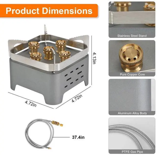 Alt view image 2 of 7 - 12000W Camping Stove Burner Adapter Portable Picnic Backpacking Burner+Cassette