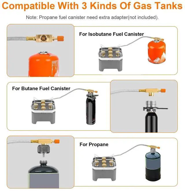 Alt view image 4 of 7 - 12000W Camping Stove Burner Adapter Portable Picnic Backpacking Burner+Cassette