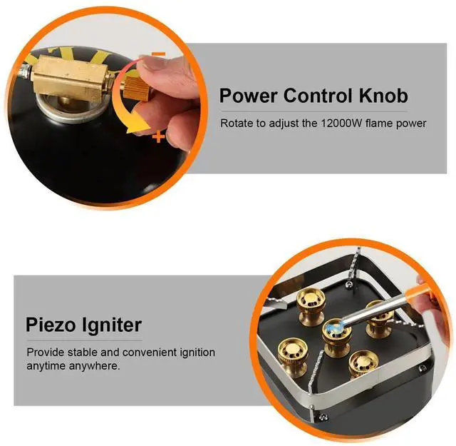 Alt view image 3 of 7 - 12000W Camping Stove Burner Adapter Portable Picnic Backpacking Burner+Cassette