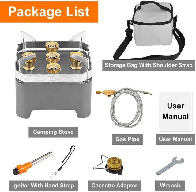 Alt view image 5 of 7 - 12000W Camping Stove Burner Adapter Portable Picnic Backpacking Burner+Cassette