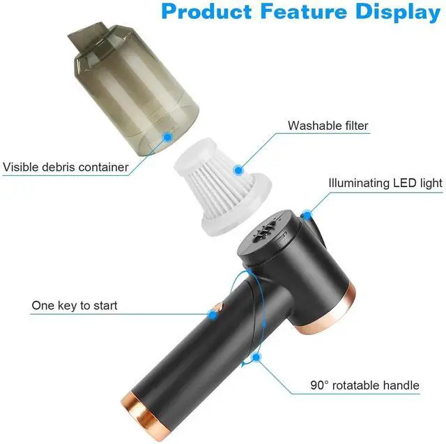 Alt view image 5 of 7 - 9000PA Foldable Cordless Handheld Vacuum Cleaner Rechargeable Car Home 2400R/m