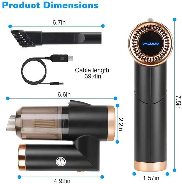 Alt view image 6 of 7 - 9000PA Foldable Cordless Handheld Vacuum Cleaner Rechargeable Car Home 2400R/m