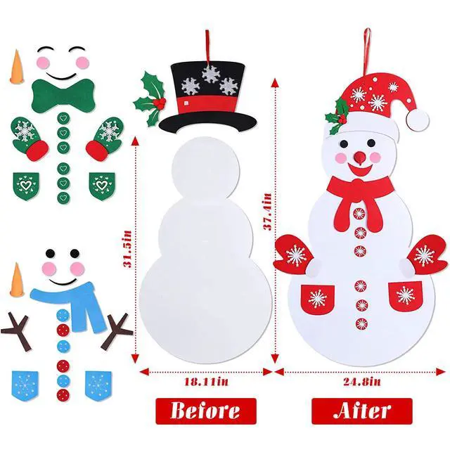 Alt view image 2 of 7 - DIY Felt Christmas Snowman Games Set with 54PCS Detachable Ornament Wall Hanging
