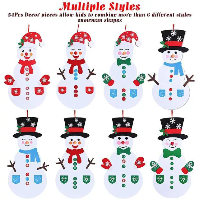 Alt view image 3 of 7 - DIY Felt Christmas Snowman Games Set with 54PCS Detachable Ornament Wall Hanging