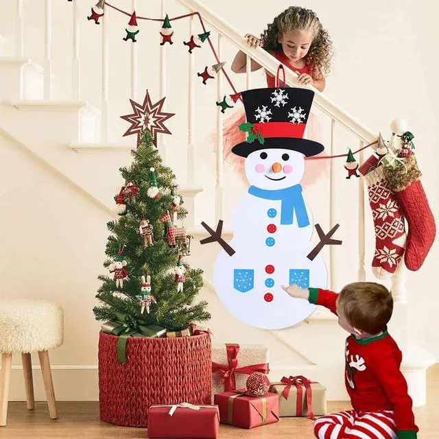 Alt view image 6 of 7 - DIY Felt Christmas Snowman Games Set with 54PCS Detachable Ornament Wall Hanging