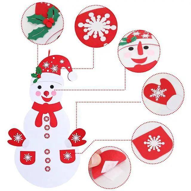 Alt view image 4 of 7 - DIY Felt Christmas Snowman Games Set with 54PCS Detachable Ornament Wall Hanging
