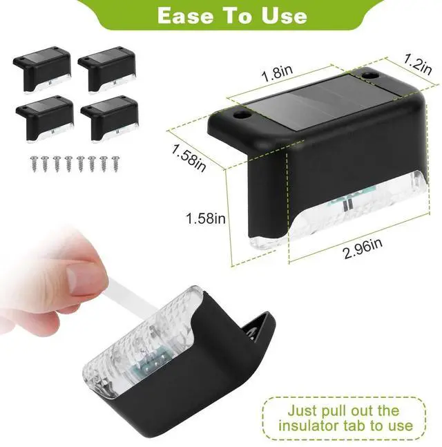 Alt view image 5 of 7 - 4 Pack Solar Powered LED Deck Lights Outdoor Path Garden Stairs Step Fence Lamp